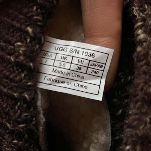 Ugg Australia Skylair Size 7 Suede Leather Knitted Cuff Cottagecore Winter - Picture 7 of 8